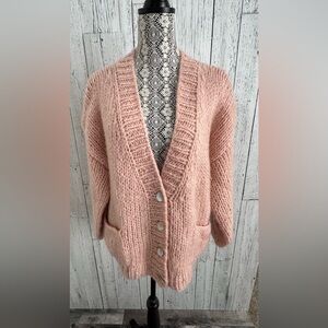 Chicwish Wool Blend Oversized Cardigan, Pink, EUC, H1